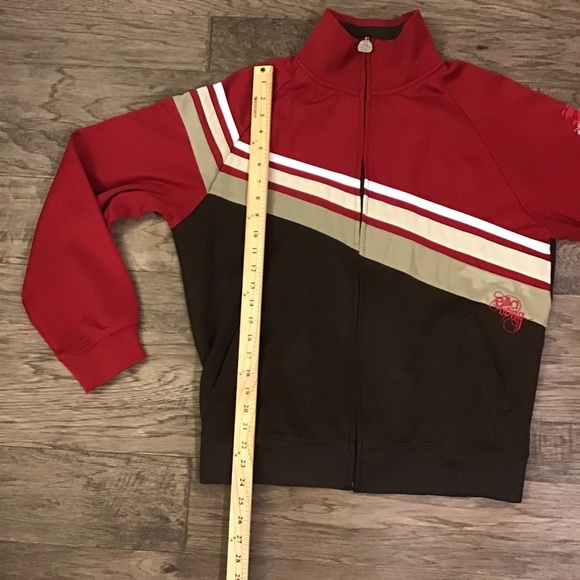 Billabong Men’s Zip Up Red and Brown Striped Long Seeve Jacket Size Large - Picture 9 of 9
